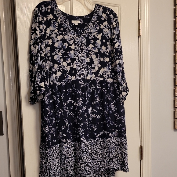 J. Jill Navy and White Floral Dress Petite XL - Picture 1 of 4